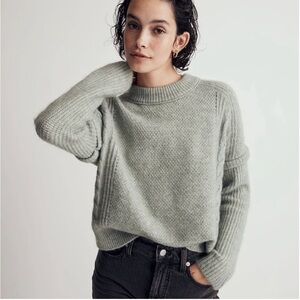Madewell Cable Havener Pullover Sweater in Sage Green